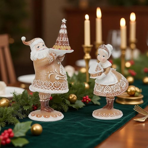Braxio Gingerbread Christmas Decor - Resin Santa Figurine for Indoor Home Decoration | 6.5 x 4.5 x 11.25 Inch
