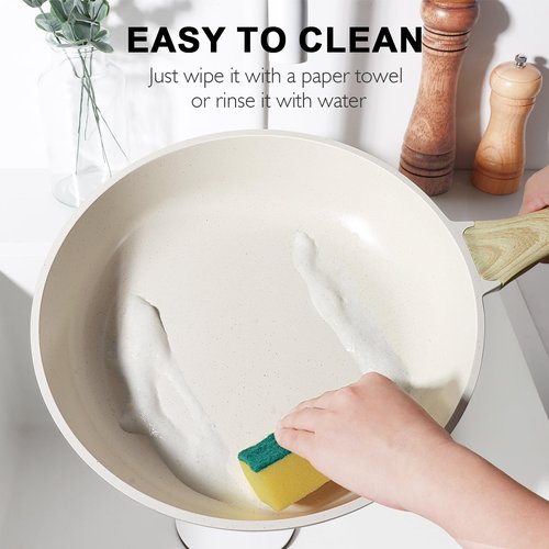 GiPP Pots and Pans Set Non Stick - 10 Pcs White Granite Kitchen Cookware Sets Nonstick Induction Cookware Non-toxic Cooking Pan Set with Lids, PFOS and PFOA Free