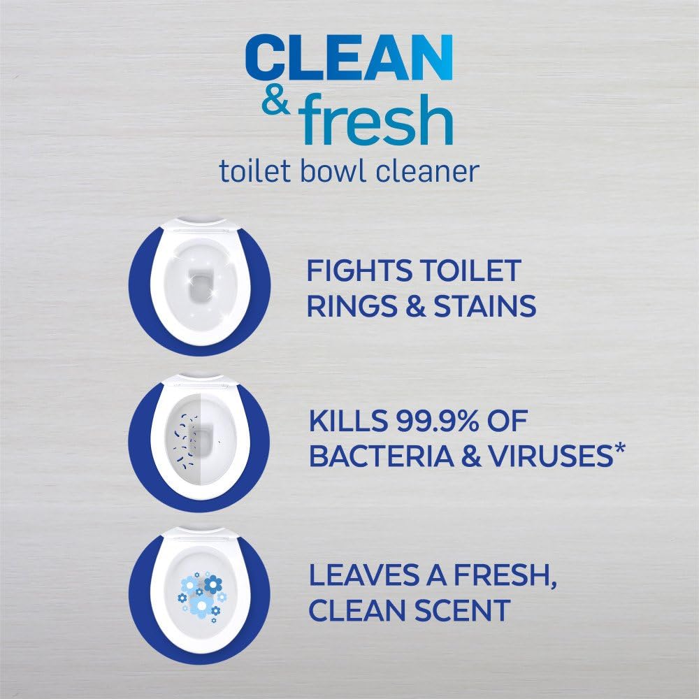 Lysol Toilet Bowl Cleaner Gel - Powerful Stain Removal & Disinfecting | Forest Rain Scent, 24oz