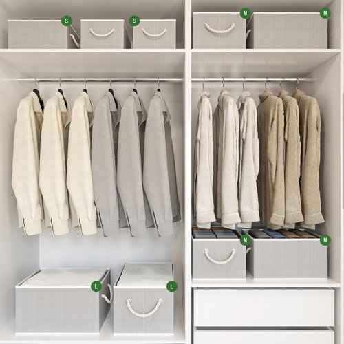 Closet Storage Bins by [Brand Name] - Collapsible Organizers for Linen Closet | Gray, 4-Pack