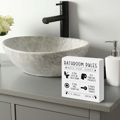 Funny Bathroom Wooden Box Sign - Rustic Farmhouse Decor for Restroom | Perfect Gift for Holidays