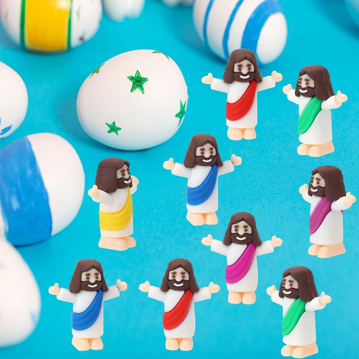 Mini Jesus Figurines by [Brand Name] - 25 Multi-Color Religious Figures for Sunday School & Easter Gifts