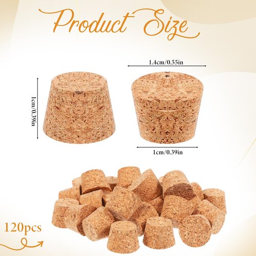 1/2 Inch Mini Tapered Cork Stoppers, 120 Pcs Cork Stoppers Wine Bottle Corks Plugs Replacement Wooden Wine Stopper Durable Small Bottle Plugs Replacement Wines Stopper for Jars Beer Bottles DIY Crafts