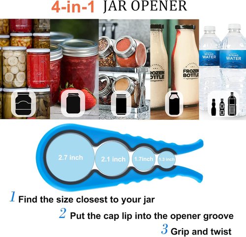 Bloss Anti-Skid Jar Opener - Effortlessly Remove Stubborn Lids & Caps | Ideal for Seniors & Small Hands - Blue