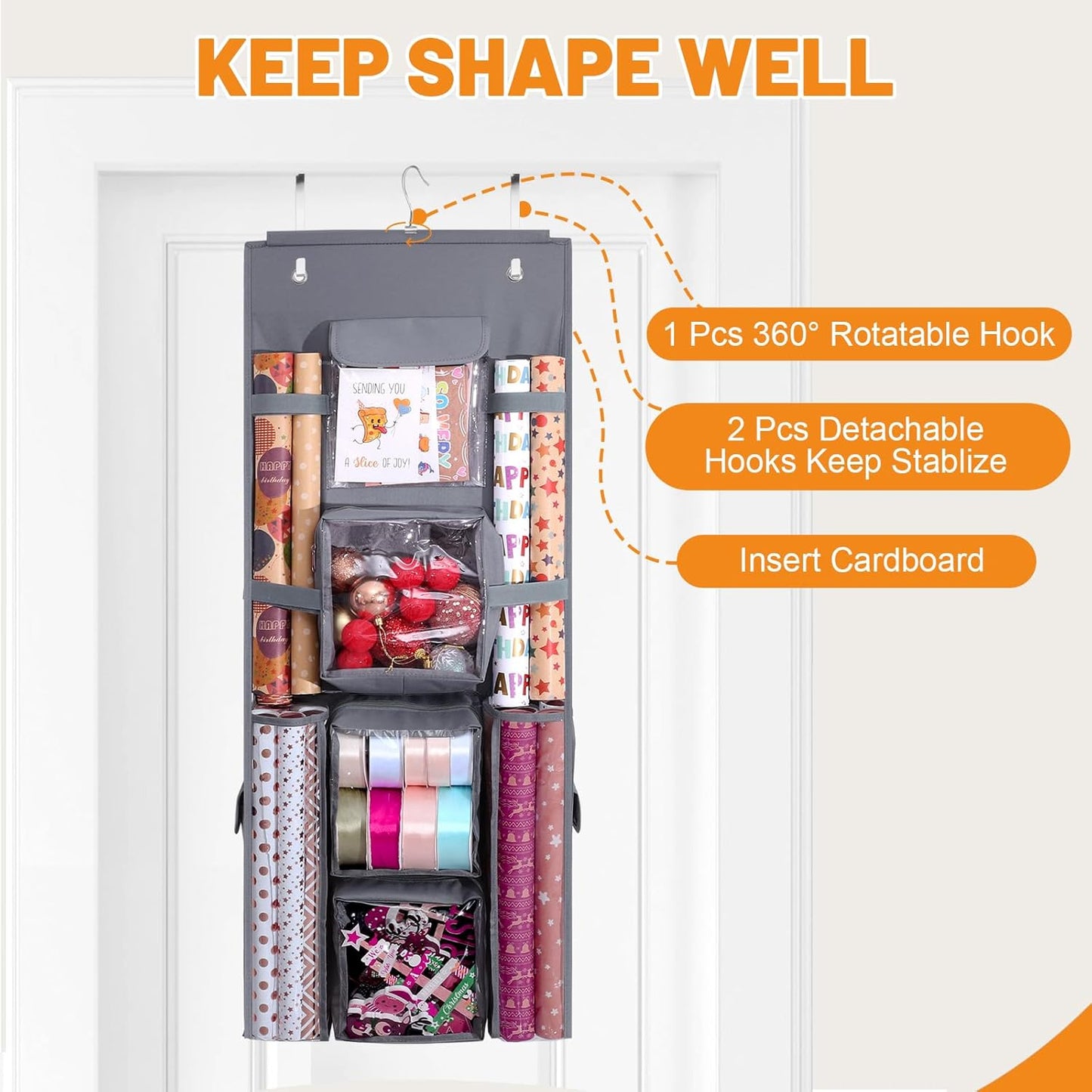 Regine Switzerland Gift Wrapping Paper Storage - Double-Sided Organizer, 40x16 Inch Heavy-Duty Oxford Bag