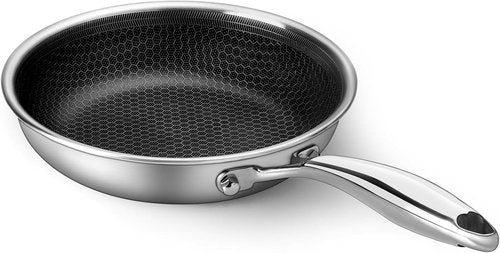 Innerwell Stainless Steel Frying Pan - 8 Inch Nonstick Honeycomb Skillet for Healthy Cooking | Compatible with All Cooktops