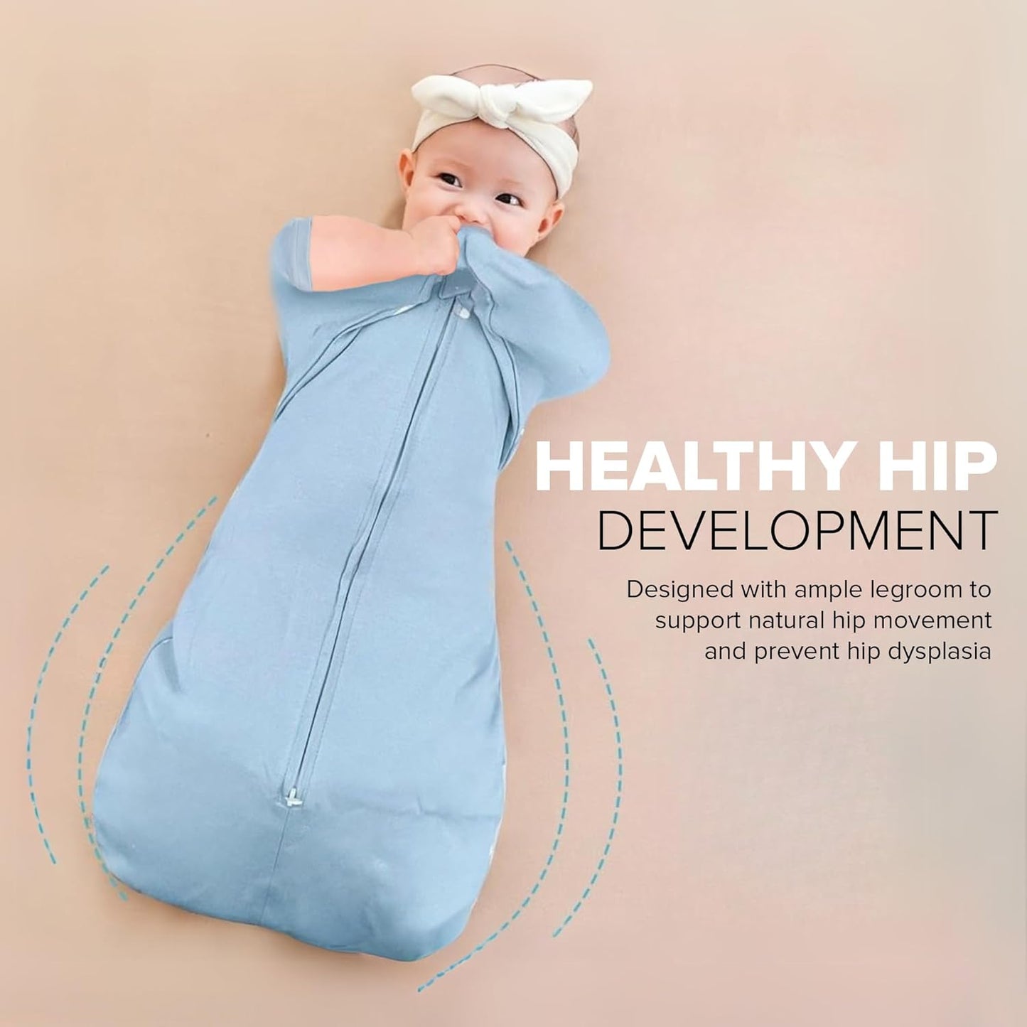 Skiennix Baby Sleep Swaddle - 2-Way Zipper Sleep Sack for Newborns (Honey Cream, Small 0-3 Months)