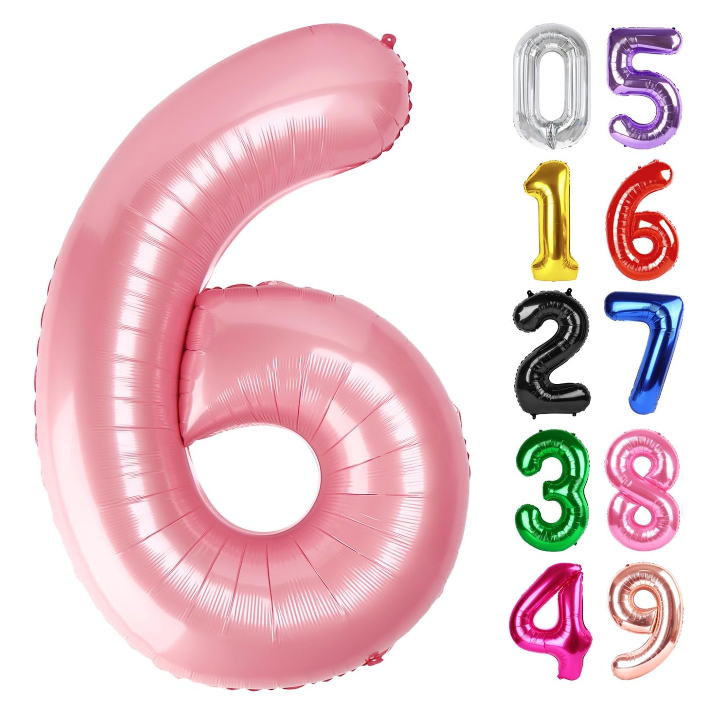 Pearlescent Pink Number 6 Balloon 40 Inch, 6th Birthday Party Decorations for Children, Giant 6 Foil Balloon for Party Supplies