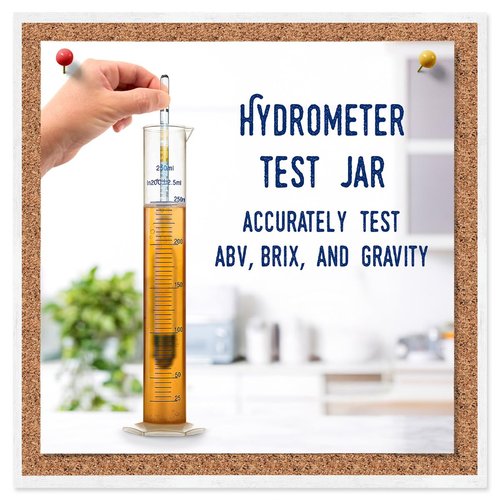 Fermentaholics Hydrometer Test Jar & Measuring Cylinder - Test Homebrewed Beer, Wine, Mead, Cider, & Fermented Beverages – Easy to Use & Read - 250 ML - Heat Resistant Up to 121° Celsius