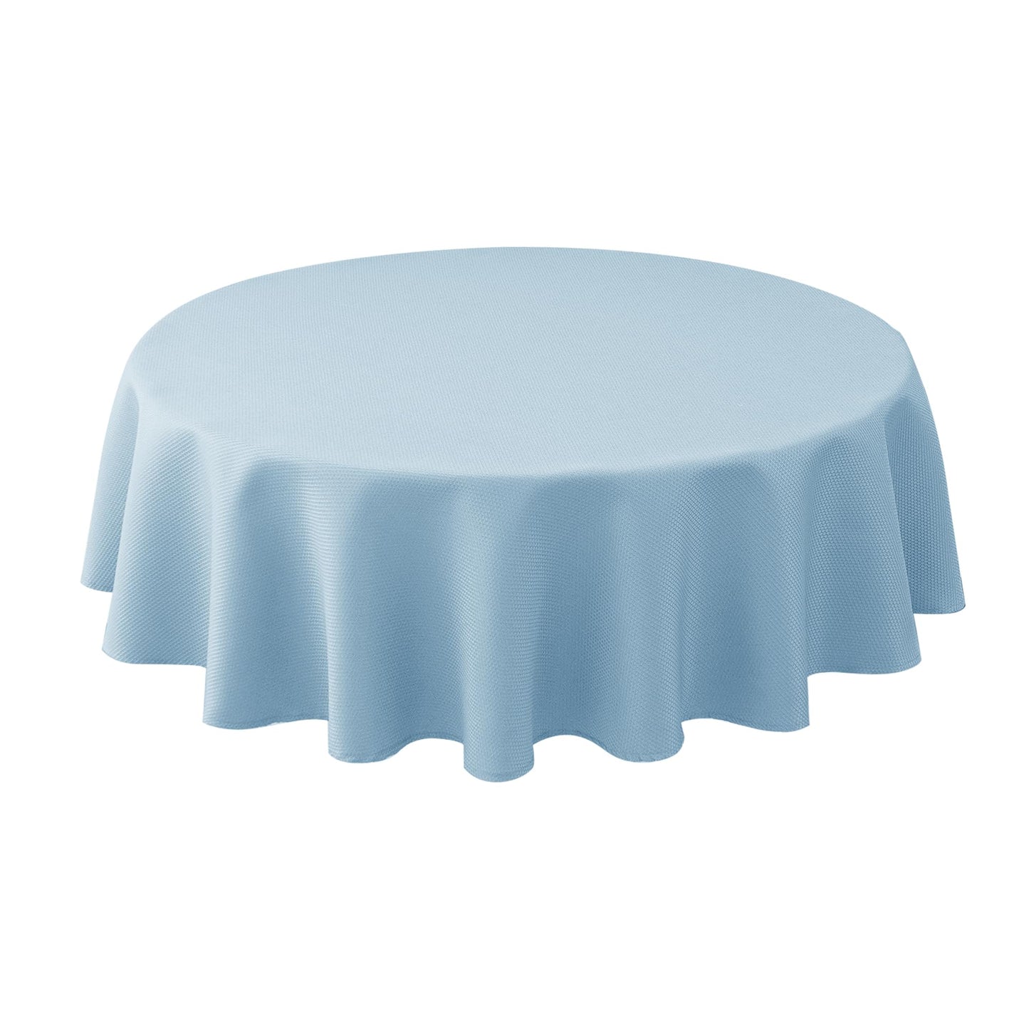 Biscaynebay Textured Fabric Round Tablecloths 60" for Round Tables diameters from 28" to 48", Light Blue Water Resistant Folding Table Covers Washable for Dining, Kitchen, Wedding, Parties etc