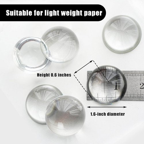 Crystal Dome Magnifying Paperweight Set - 6 Pack of 1.6-Inch Clear Convex Lenses for Home Decor & Classroom Use