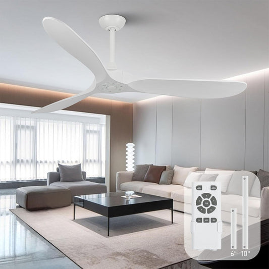 60 inch Ceiling Fans Without Lights, Wet Rated Outdoor Ceiling Fans with 3 Wood Blades, for Patios Outside Porch, Noiseless Reversible DC Motor and Remote, for Outdoor Indoor,Black