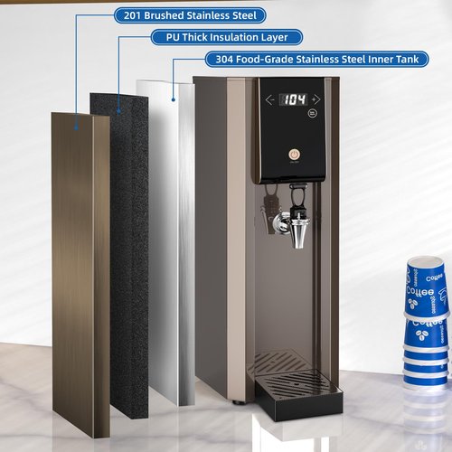 BLEOU 1800W Commercial Hot Water Boiler Countertop, 20L/H Rapid Heating Hot Water Dispenser, 304 Stainless Steel with Adjustable Temperature 104°F-212°F for Boba Tea Coffee Bar Restaurant Office Hotel