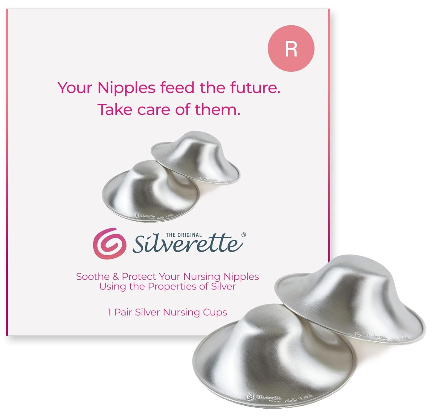 Silverette® Nursing Cups - Original 925 Silver Nipple Covers for Breastfeeding Essentials | Regular Size