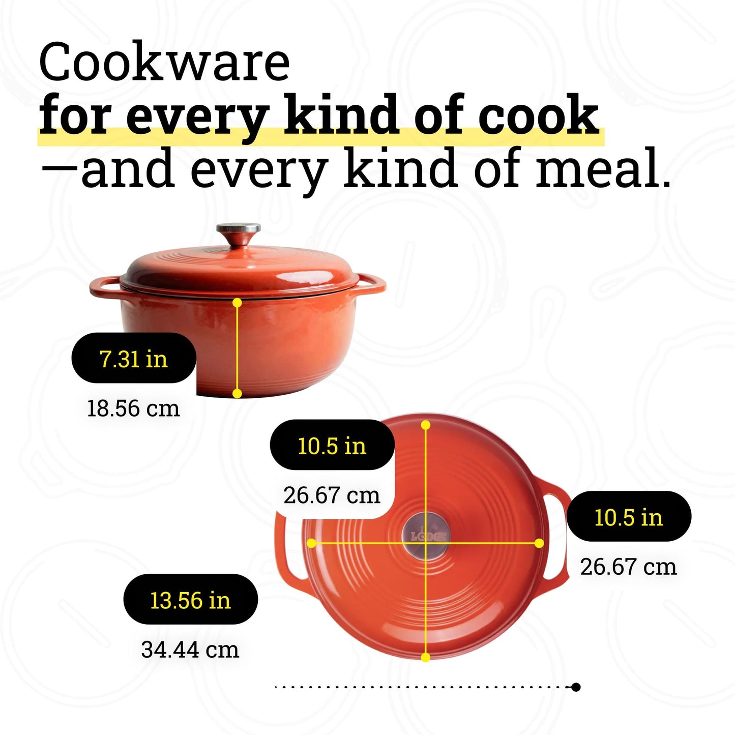 Lodge Essential Enamel Cast Iron Dutch Oven - Perfect for Bread Baking, Braising, Marinating & Slow Cooking - Features Moisture-Sealing Lid & Dual Handles - Kitchen Essentials - 6 Quarts - Poppy