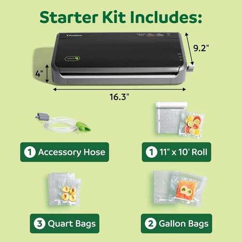 FoodSaver Vacuum Sealer Machine - Automatic Bag Detection & Sous Vide Friendly | Includes Bags & Handheld Sealer, Black