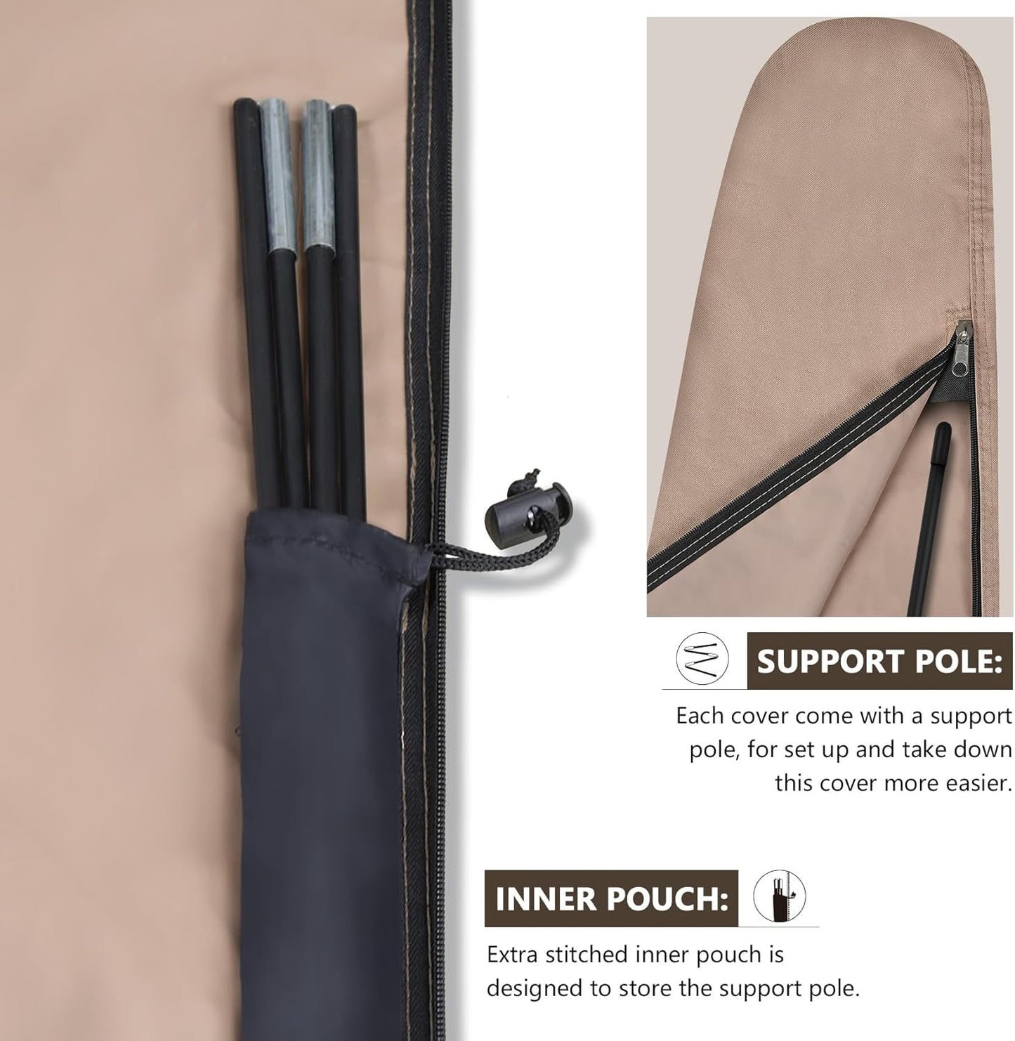 ULTCOVER Patio Umbrella Cover - 600D Waterproof Protection for Offset Umbrellas 7.5-11.5 Feet