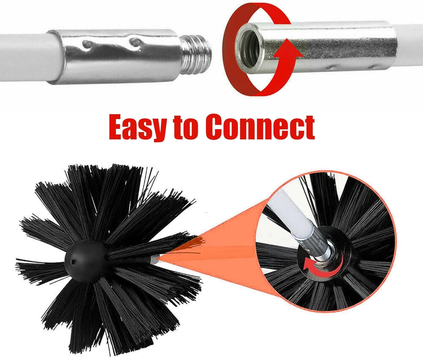ZDHQLHJ Chimney Brush Cleaning Kit - 15 Pieces with 12 Flexible Nylon Rods for Efficient Fireplace & Duct Cleaning