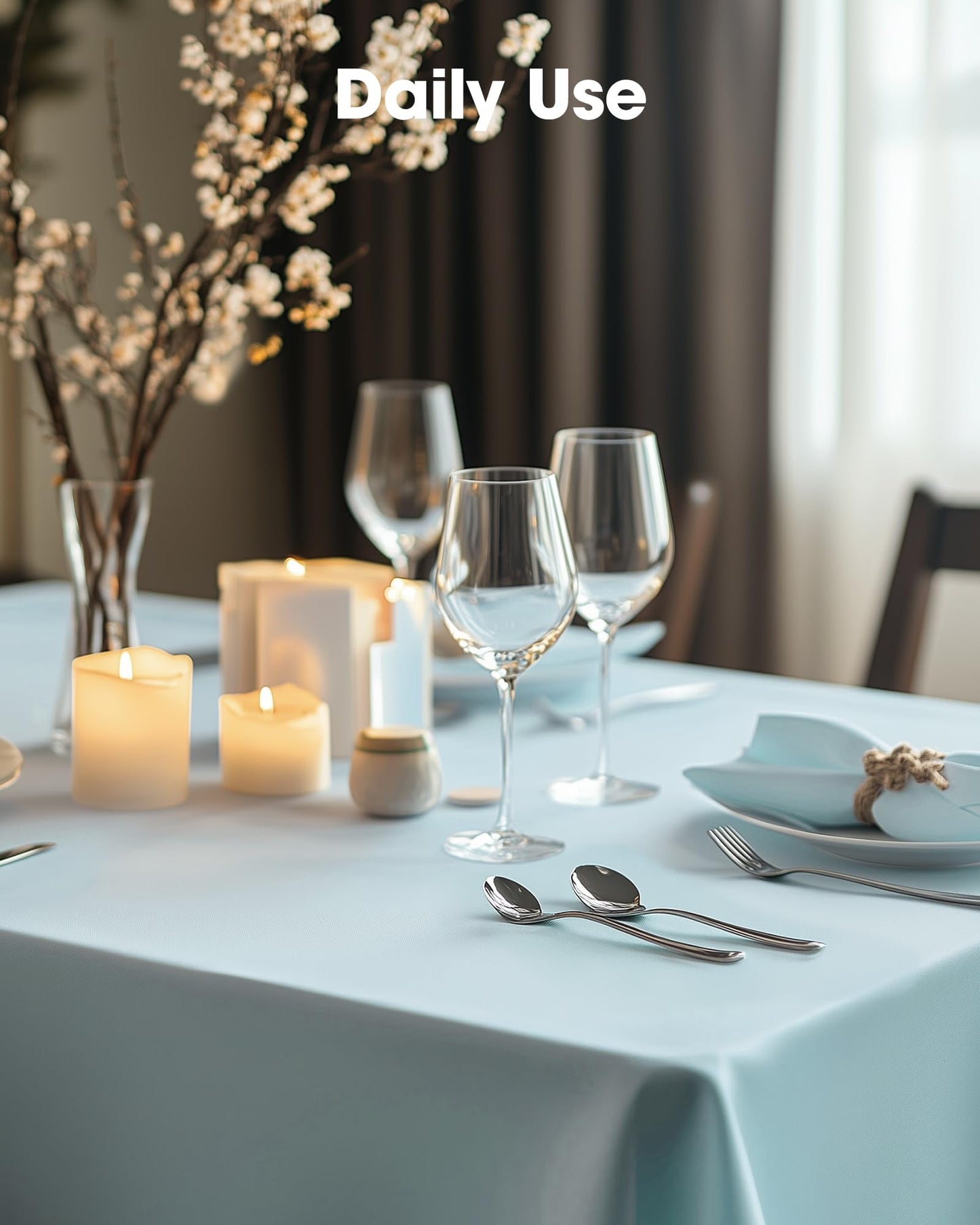 Pureegg Plastic Table Cloth Disposable 10 Pack, 54 x 108 Inch Table Cloths, Easter Party, Picnic, Wedding, Decorative Tablecloths, Rectangle, Baby Blue Plastic Cover, Leakproof & Sturdy, Light Blue