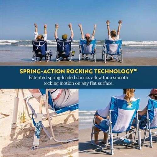 GCI Outdoor Folding Beach Rocker Chair - Portable Comfort in Saybrook Blue Color