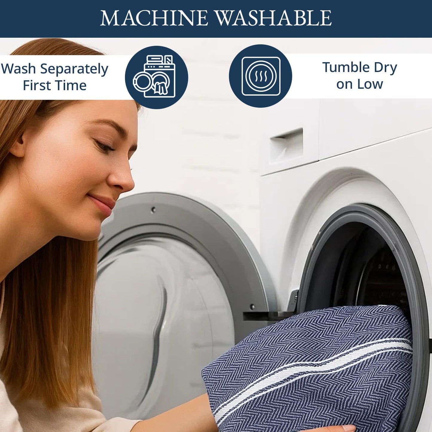 Lane Linen Kitchen Towel Set - 100% Cotton Dish Towels, Lint-Free, 14"x25", Blue Chambray, 6 Pack