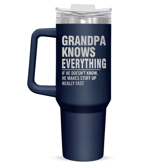 Palorix Grandpa Gifts For Men - Father's Day, Christmas, Birthday Gifts For Grandfather, Grandpa Gifts From Grandkids, Funny Grandpa Gifts - 40 Oz Insulated Tumbler With Handle And Straw
