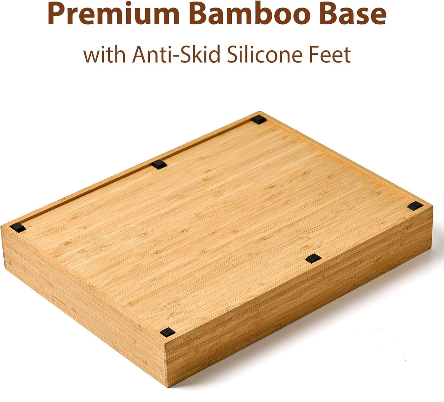 Umilife Bamboo Kitchen Drawer Organizer - Extra Deep 7-Slot Utensil Tray for Flatware | 13 Inch Bamboo Caddy