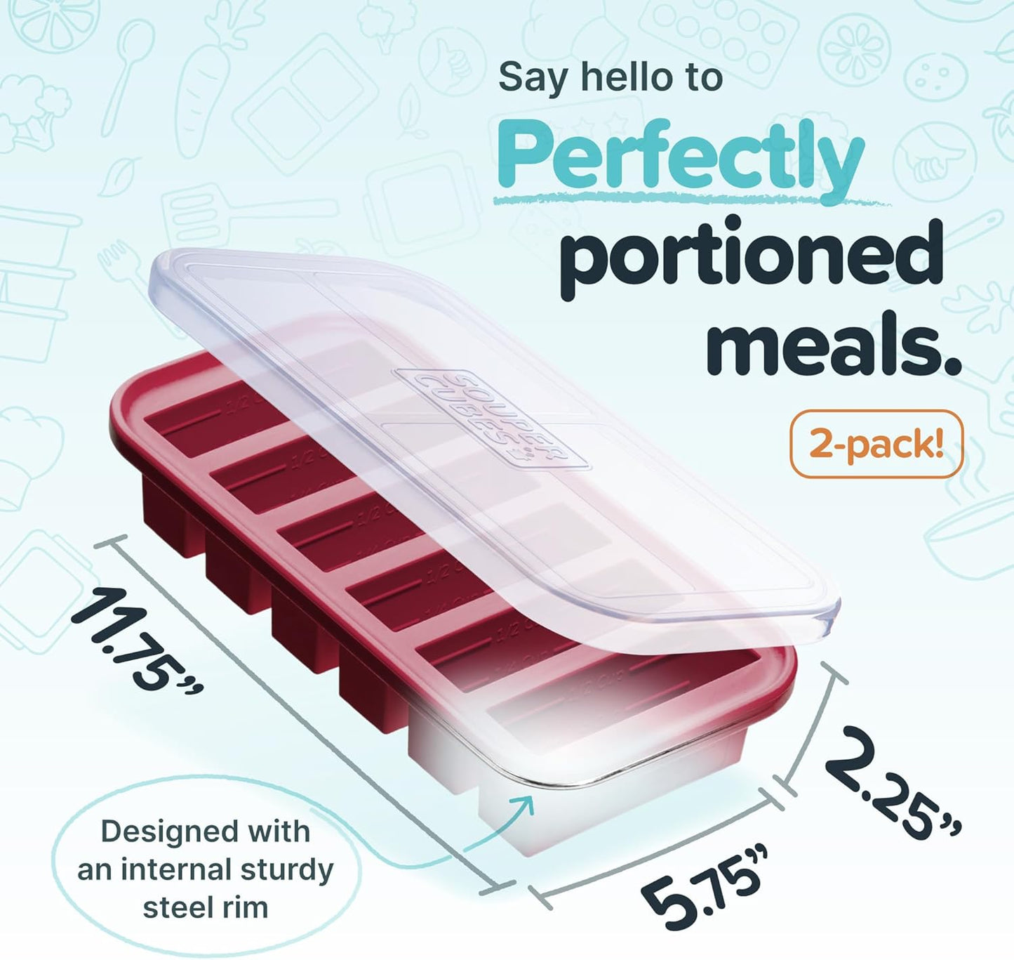 Souper Cubes 1/2 Cup Silicone Freezer Molds - Ideal for Soups, Sauces & Meal Prep | Cranberry - 2-Pack