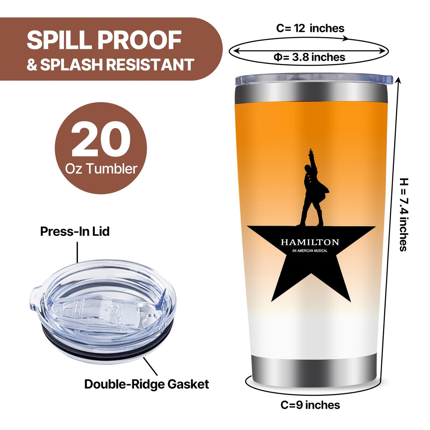 WFSJRED Rise Up 20 oz Insulated Tumblers with Lid & Straw | Independence Day Stainless Steel Travel Coffee Wine Tumbler Mug (Tumbler)