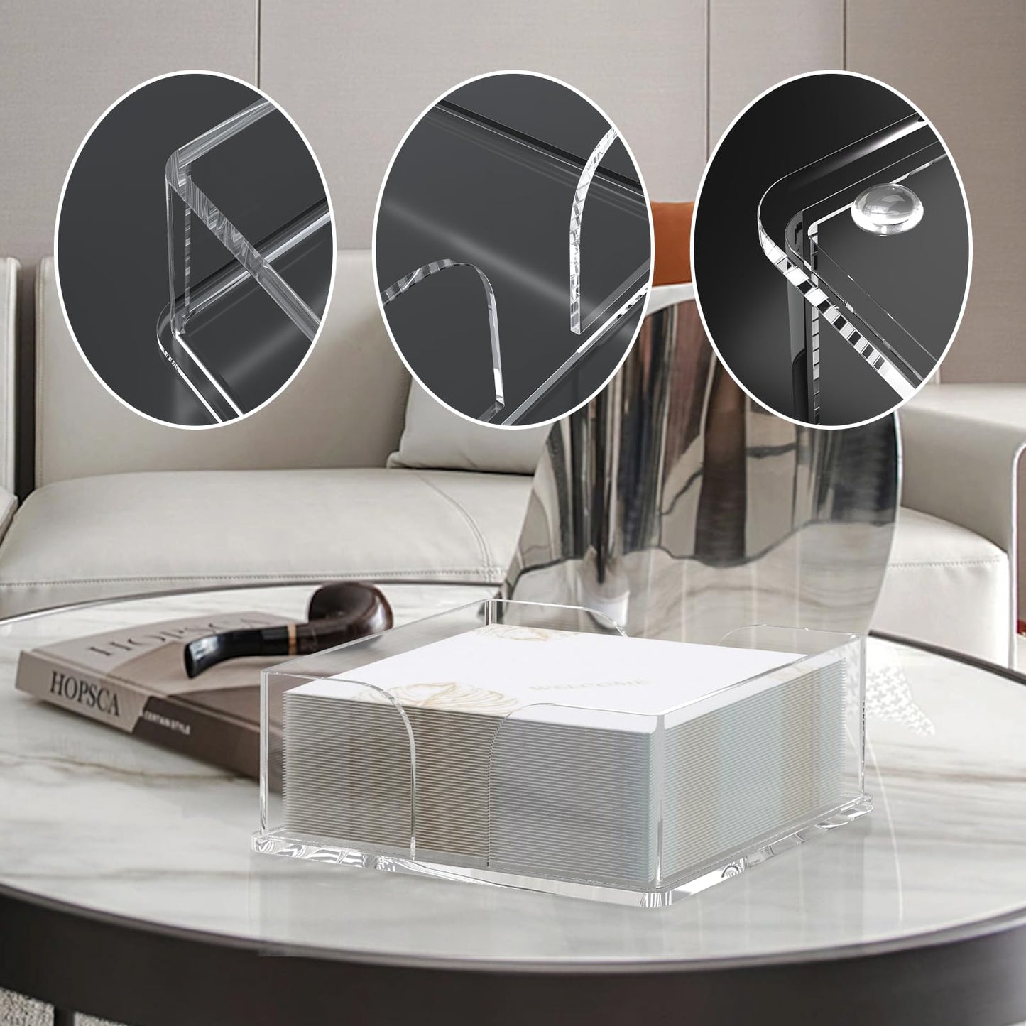 2 Pack Acrylic Napkin Holder Set – 1 Standard Large + 1 Mini Cocktail Size, Clear Hand Towel Tray for Bathroom, Kitchen, Party & Restaurant