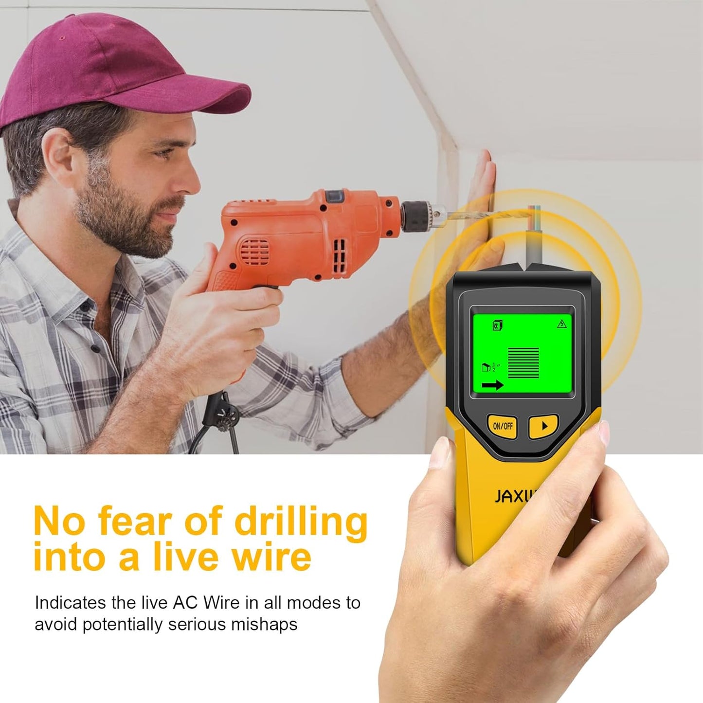 Skiennix Stud Finder Wall Scanner - 5-in-1 Tool with Microprocessor Chip & HD LCD Display | Yellow Pear