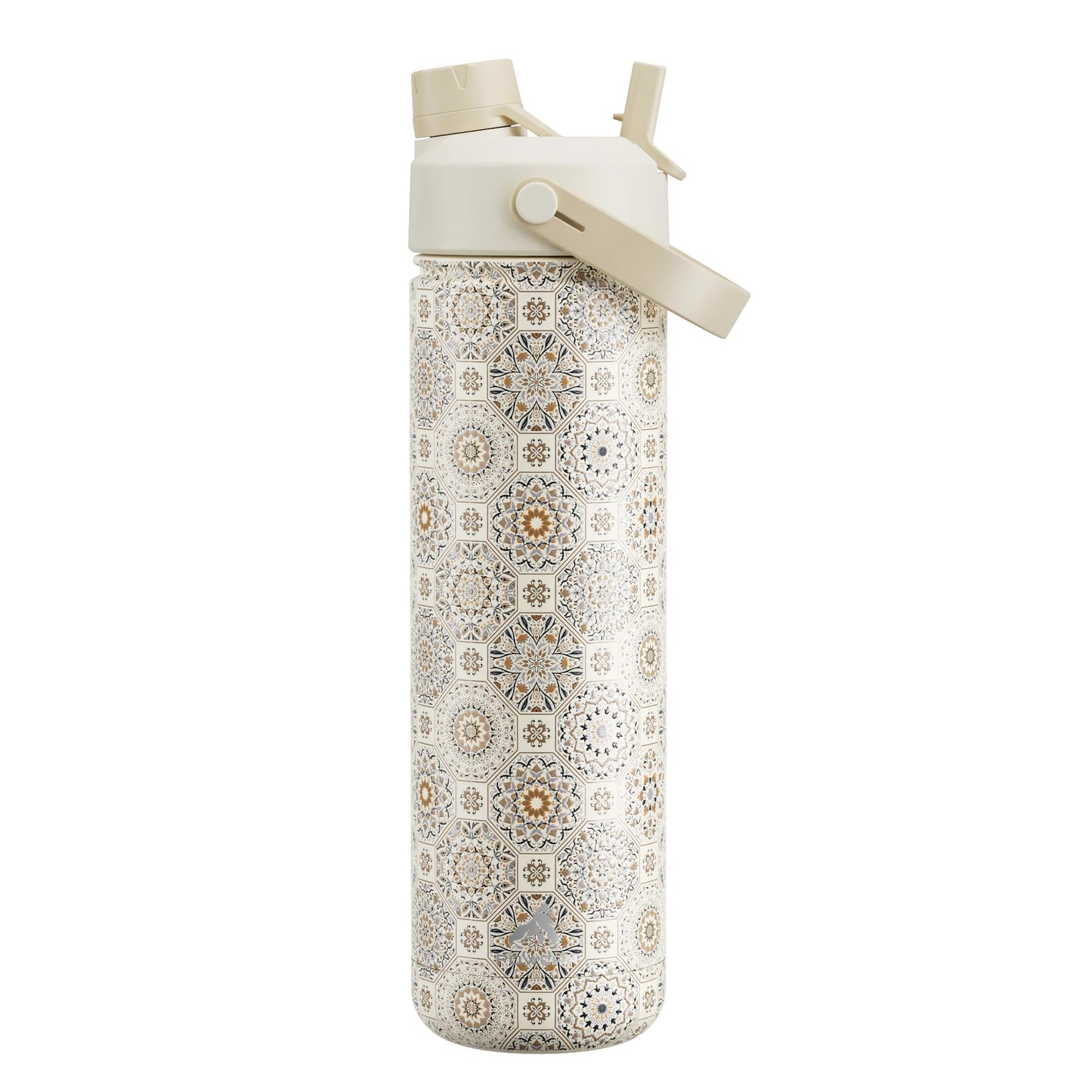 POWCAN 26 oz Insulated Water Bottle with 2-in-1 Straw and Spout Lid, Keep Cold 24H, Leak-Proof, Fits in Car Cup Holder, Stainless Steel Water Bottle for Gift, Gym, Travel and Home (Ivory Porcelain)