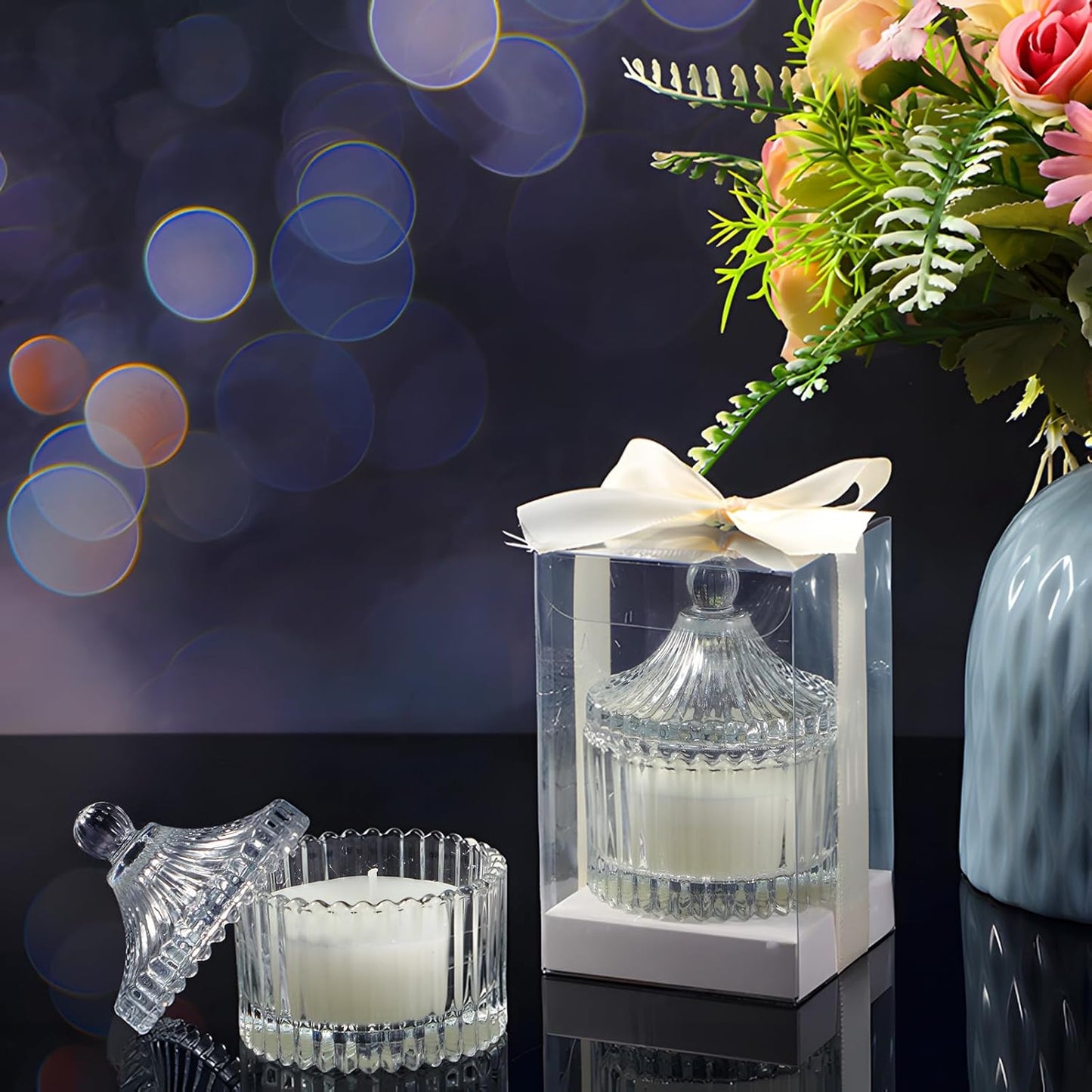 12 Pack Wedding Candle Favors for Guests in Glass Personalized Favors Candles Bulk Souvenirs Bridal Proposal Gift Thanks for Coming Wedding Party(Stylish Style)