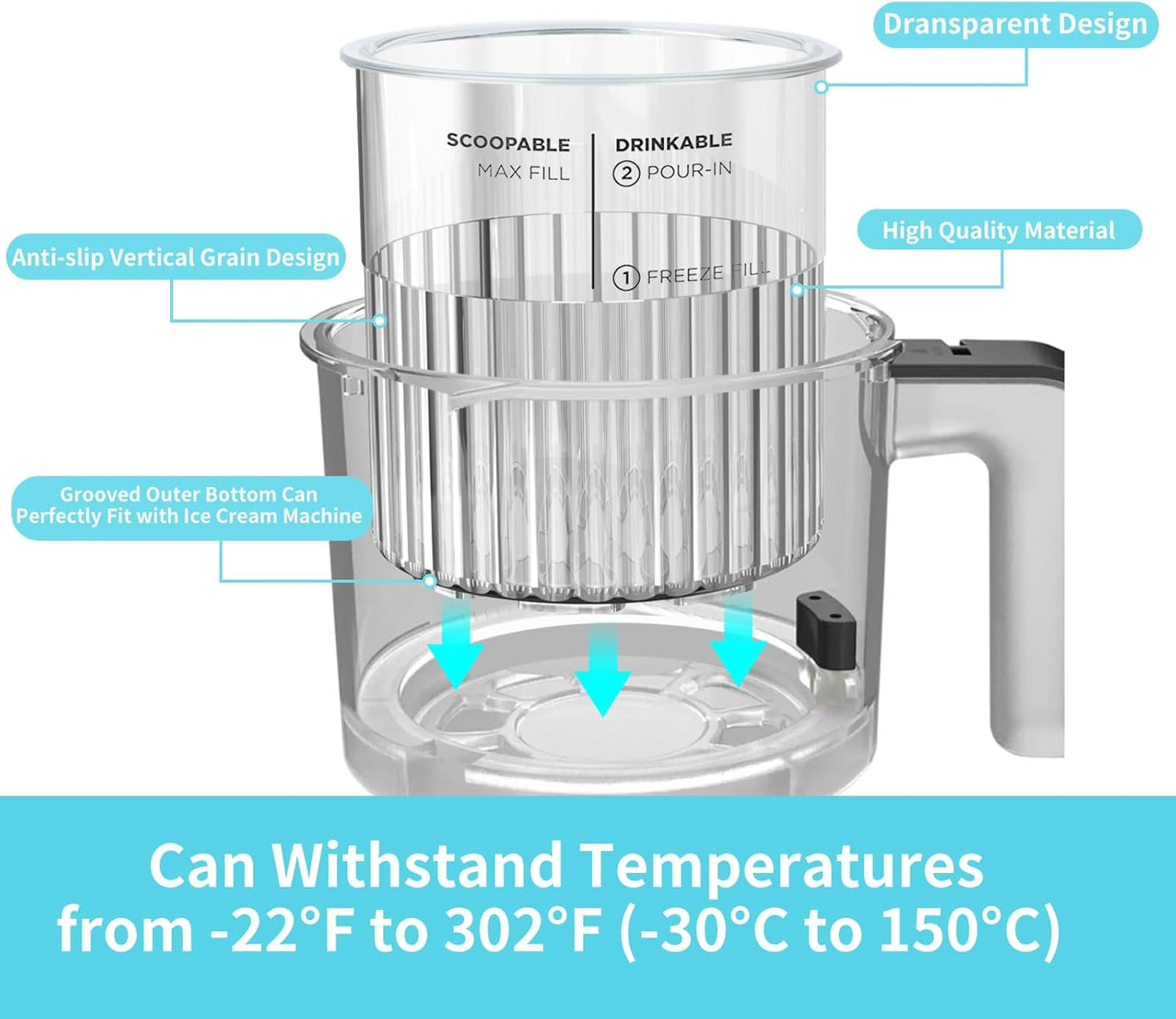 Ninja Creami Pints and Lids - 4 Pack NC501 | Leak-Proof Containers for NC500 Series Ice Cream Makers