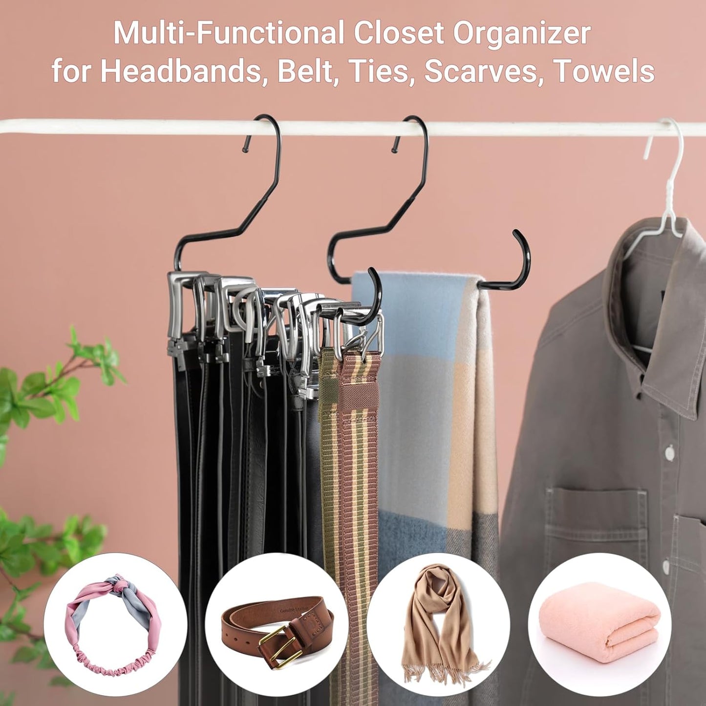 Mkono Hat Organizer - Metal Baseball Cap Rack for Closet | Holds 20 Caps, Set of 2, Black
