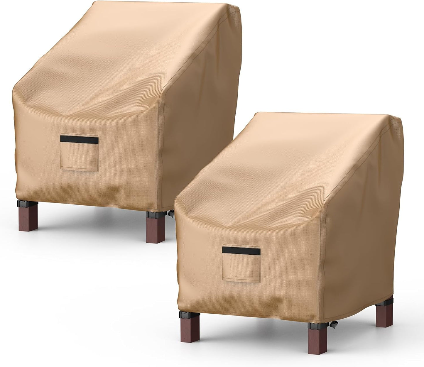 Patio Chair Covers - Waterproof 600D Heavy Duty Oxford Cloth | Large Lounge Deep Seat 33" W x 31" D x 31" H - Brown