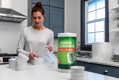 Duck Brand Small Bubble Cushioning Wrap - 30 FT Clear Packing Roll for Moving & Shipping Protection | Perforated Every 12 IN