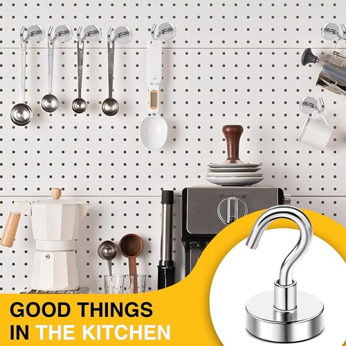 DIYMAG Magnetic Hooks - 50lbs Heavy Duty N52 Rare Earth Magnets for Home & Travel | 6 Pack