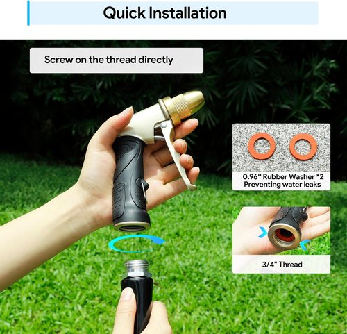 Heavy Duty Garden Hose Nozzle by [Brand Name] - Metal Sprayer with Adjustable Spray Patterns | Ideal for Lawn Care, Watering Plants, and Outdoor Use