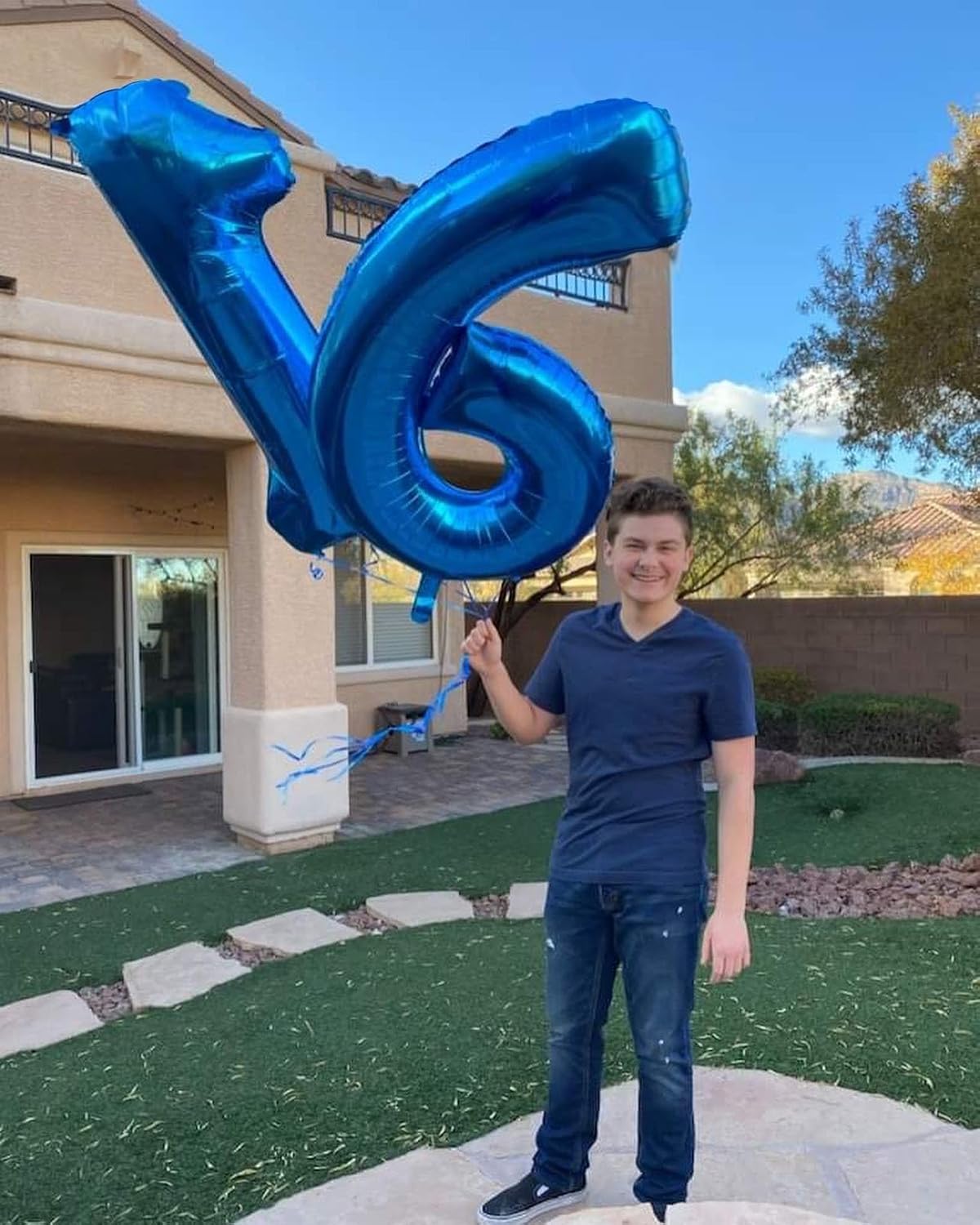 Number 16 Balloon - Navy Blue 40 Inch Birthday Decoration for 16th Birthday Party Supplies