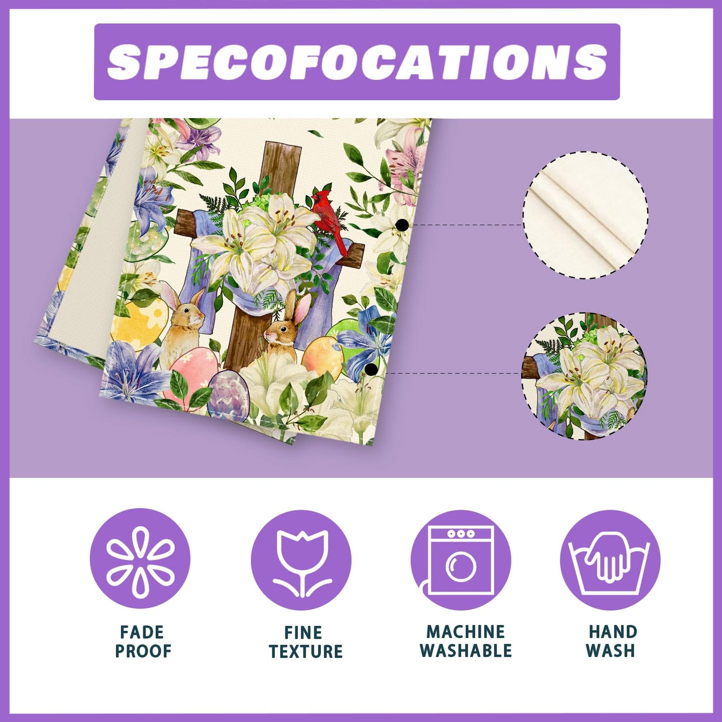XCHI Bunny Flowers Cross Eggs Rabbit Easter Table Runner Table Decoration for Party Home Kitchen Dining Holiday Decor 13x72 Inch