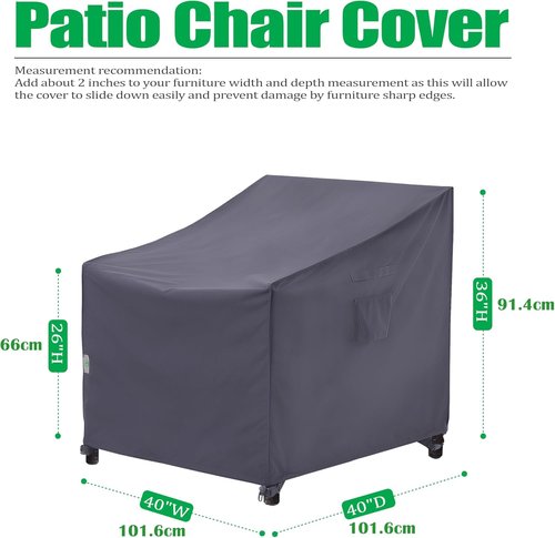 F&J Outdoors Patio Chair Cover - Heavy Duty Waterproof & UV Resistant | Large Deep Seat, Grey 40" W x 40" D x 36" H