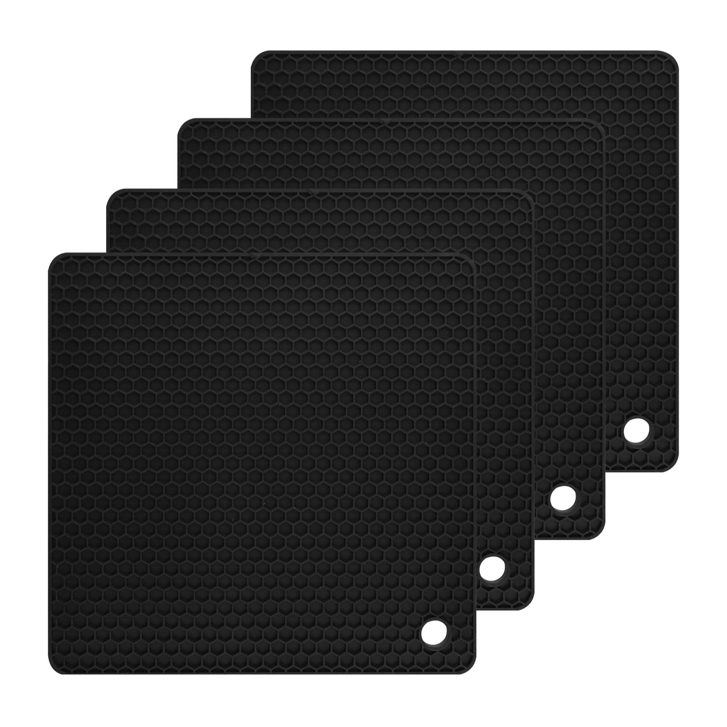 Nstezrne Trivets for Hot Dishes, Trivet Hot Pads for Kitchen, Trivets for Pots and Pans, Silicone Pot Holder, Multi-Use Silicone Trivet Mat Heat Resistant Mats for Countertop Set 4 Black
