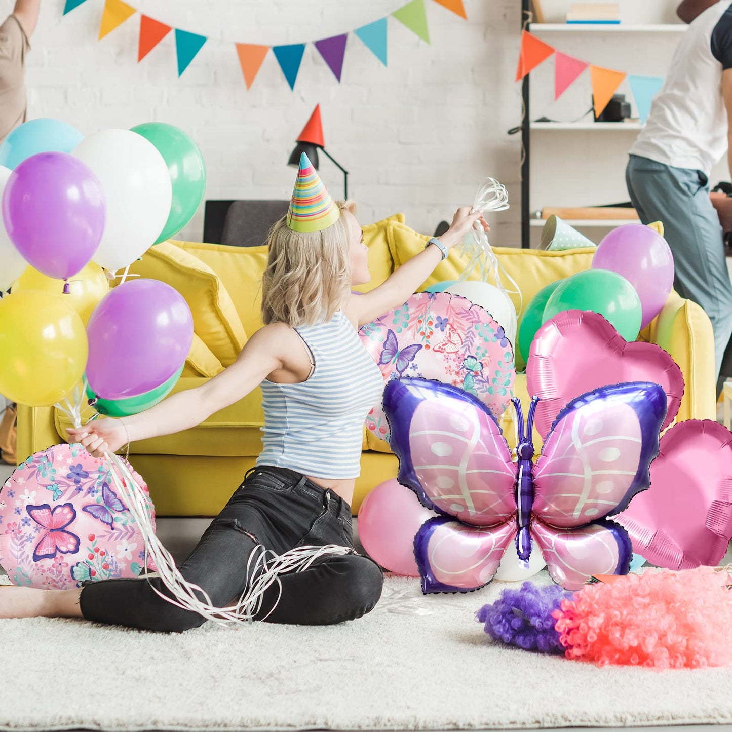 Gatherfun Butterfly Birthday Party Decorations Butterfly Foil Balloons for Girl Party Birthday Decorations