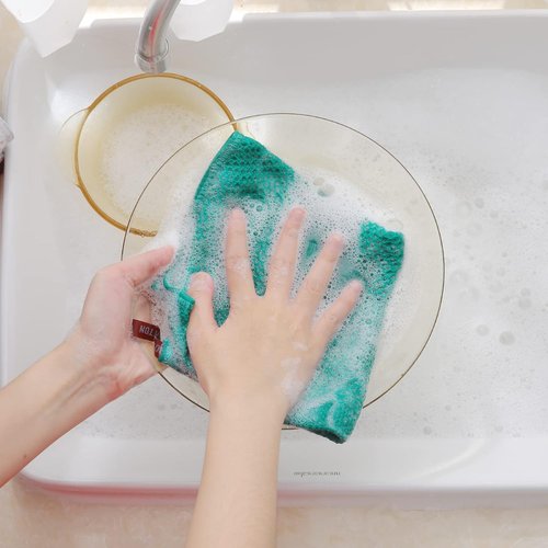 Homaxy 100% Cotton Waffle Weave Dish Cloths - Ultra Soft & Absorbent Quick Drying Towels | 12-Pack, Teal, 12 x 12 Inches