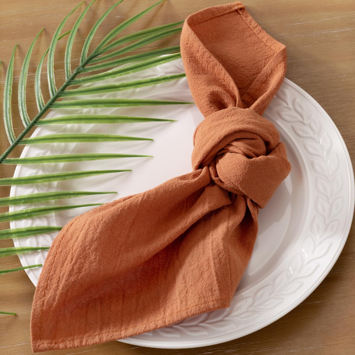 Socomi Cloth Napkins Terracotta Summer Washable Reusable Bulk Linen Cotton Napkins Set of 10 17"x17" for Wedding Party Bridal Baby Shower Birthday Dining Table Decorations