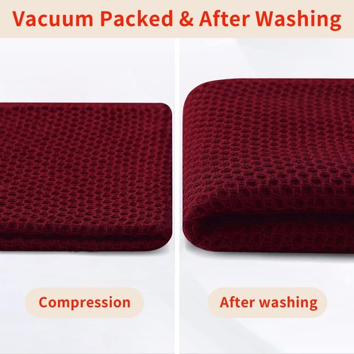 Homaxy 100% Cotton Waffle Weave Kitchen Dish Towels, Ultra Soft Absorbent Quick Drying Cleaning Towel, 13 x 28 Inches, 4-Pack, Burgundy