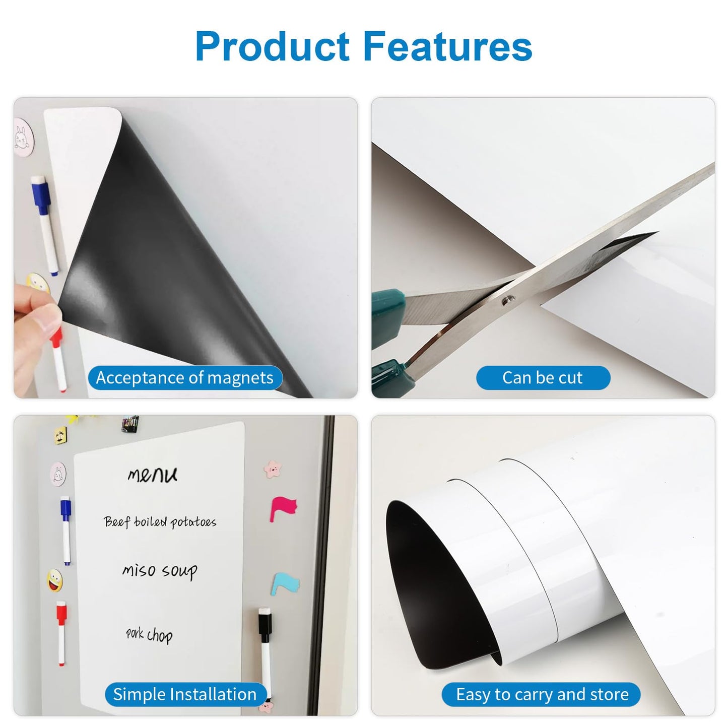LYZZXI Magnetic Fridge White Board Paper, 8" x 12" 2 Pack Small Dry Erase Board Sheet for Organizer and Planner, Kitchen Refrigerator Whiteboard for Family to-do List, Includes Markers and Eraser