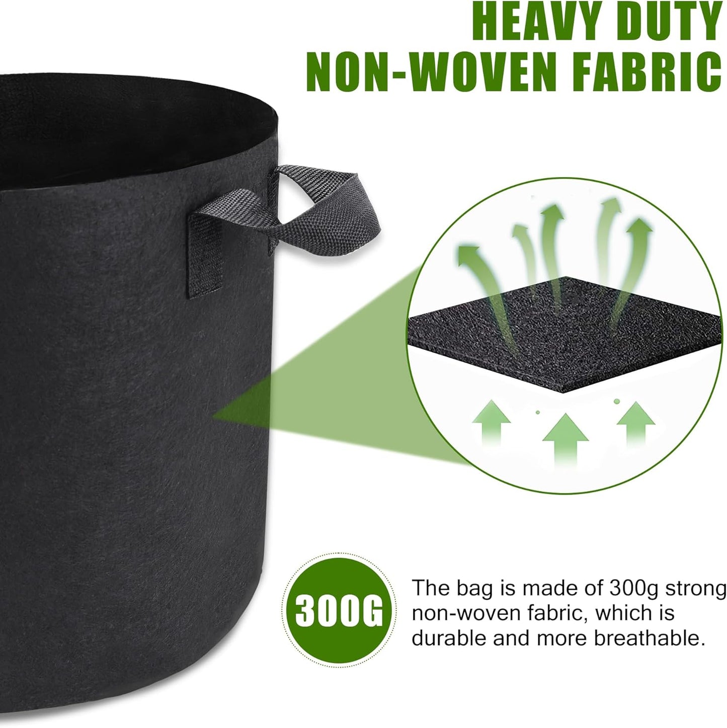 Skiennix 5 Gallon Grow Bags - Heavy Duty Aeration Fabric Pots with Handles for Gardening | 24-Pack