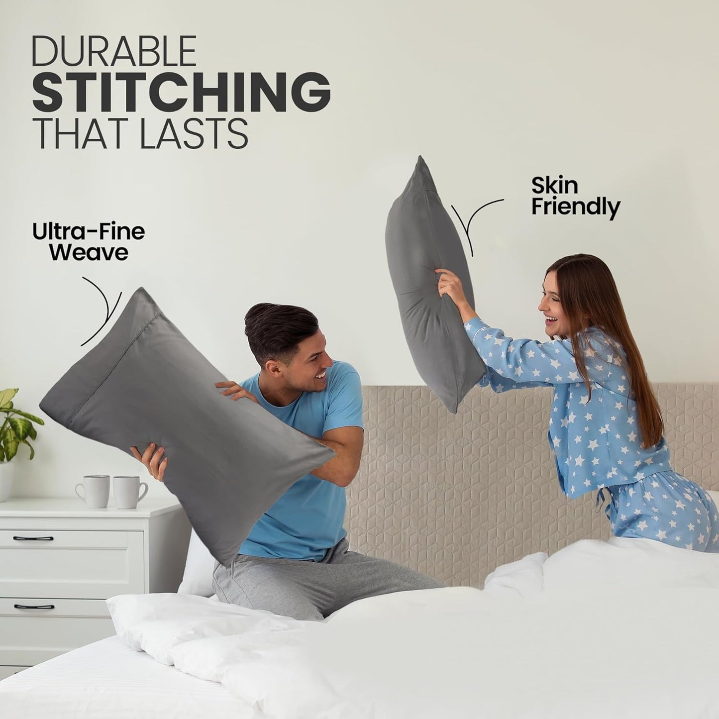 Utopia Bedding Pillow Cases - Soft Brushed Microfiber | Queen Size 2-Pack, Oeko-TEX Certified, 20x26 Inches (Grey)